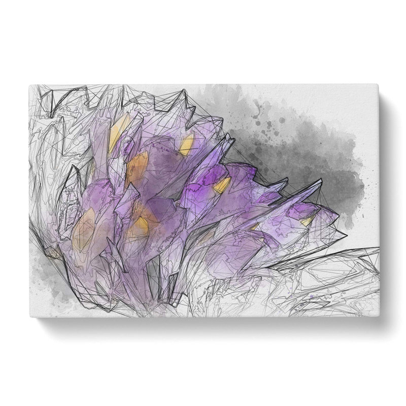 Wild Purple Orchid Flowers - Print on Canvas, 60cm H x 91cm W x 3cm D, Wrapped Canvas
