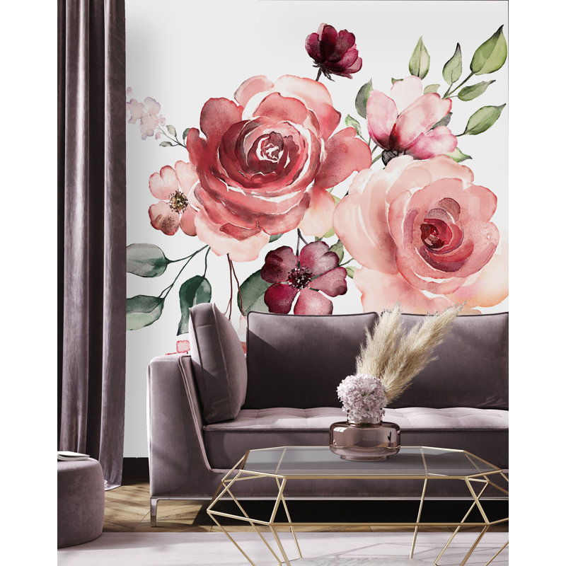 Austin-John Floral Wall Mural, Vinyl, 10.41" W x 125" L