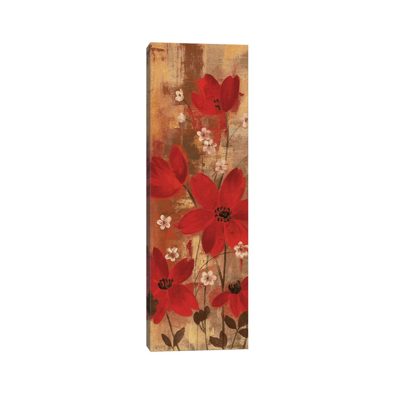 «Floral Symphony Red I» par Silvia Vassileva, reproduction d'art panoramique sur toile, H 48 po x l 16 po x P 1,5 po