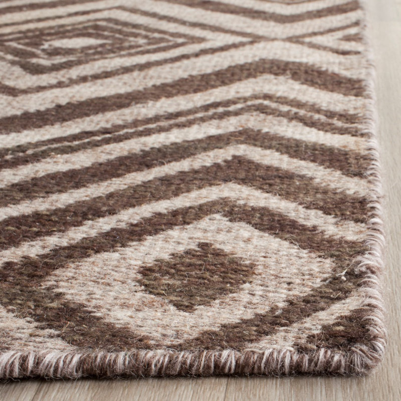 Kilim Hand Woven Wool Geometric Rug, Rectangle 4' x 6'