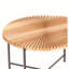 Table de bout, ensemble et ensemble de table basse 2 pièces à motif Radial en MDF imperméable avec housse en PVC, conception cylindrique vieillie, pieds en métal noir - charme rustique classique, brun cèdre rouge-2011052538-2011052536