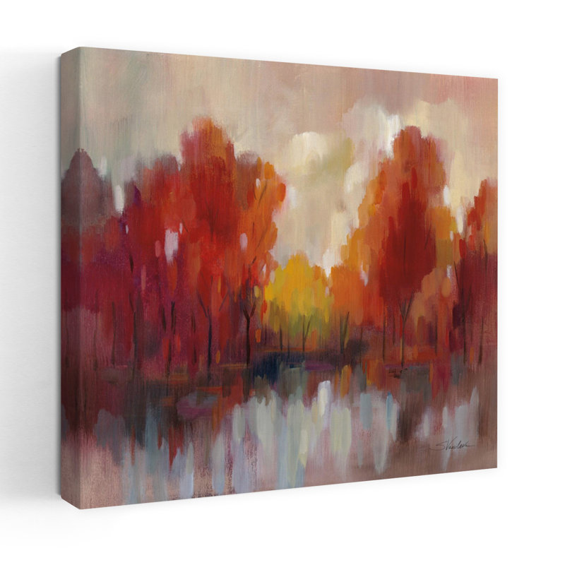 Souvenirs contemporains du mois d'ooût avec art abstrait d'automne, H 18 po x l 18 po
