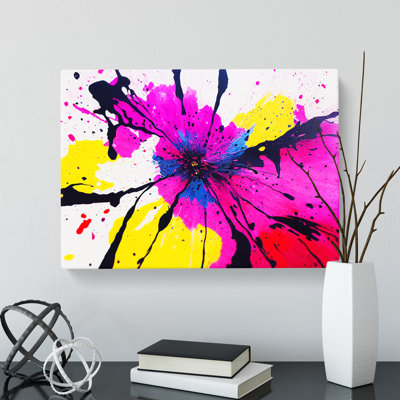 Wild Flower Splash Abstract - Wrapped Canvas