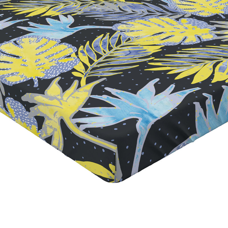 Drap-housse ambesonne tropical Pop Art exotique feuille de palmier vert avocat bleu, Drap-housse de taille très grand