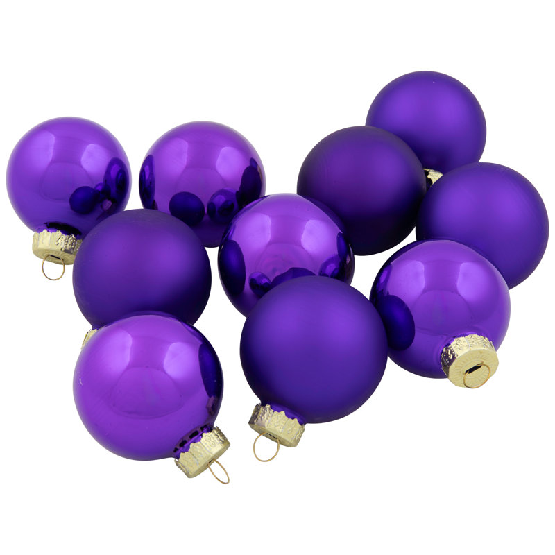 Ornements en forme de boule de Noël 10 carats à 2 finitions, Mauve