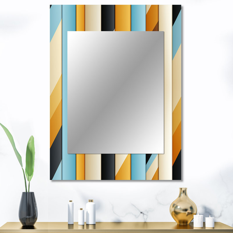 Keili Urban Chic Striped Pattern - striped  Mirror, Modern Decorative Wall Mirror, Printed Metal Art, 40" x 30"