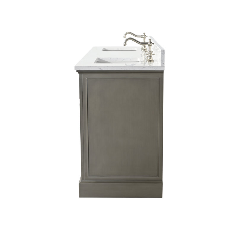 Thompson 72" W Double Bathroom Vanity, Silver Gray/Brushed Nickel