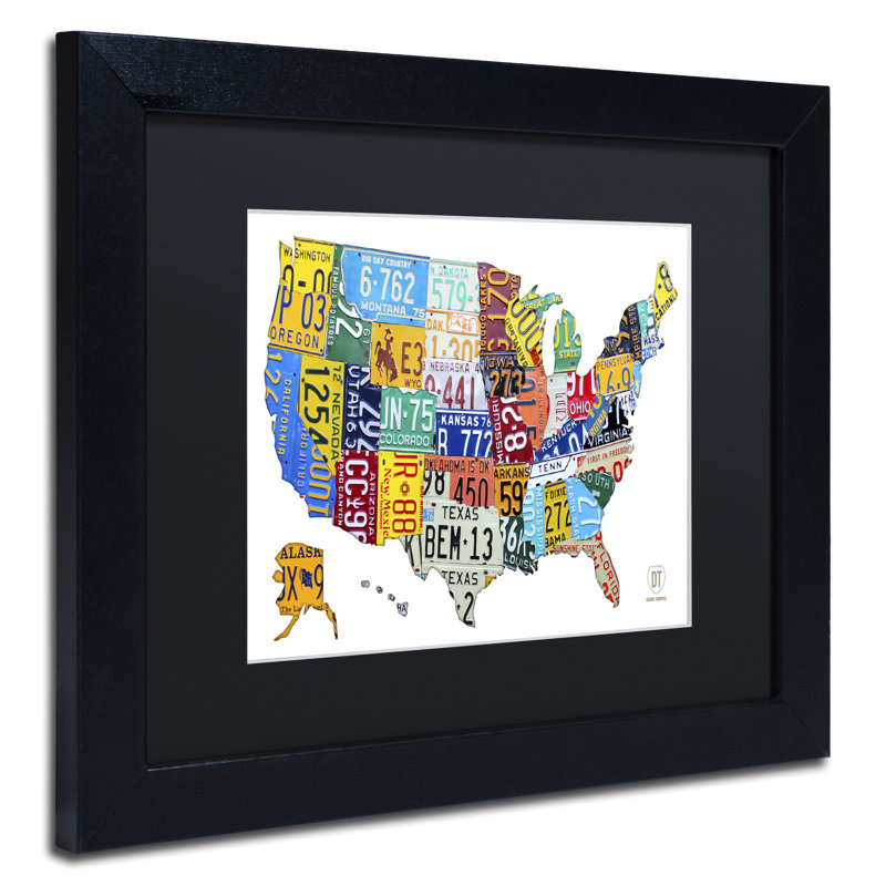 « license plaque map é. 2 » par design turnpike, impression encadrée, H 11 po x l 14 po x P 0,5 po, Noir