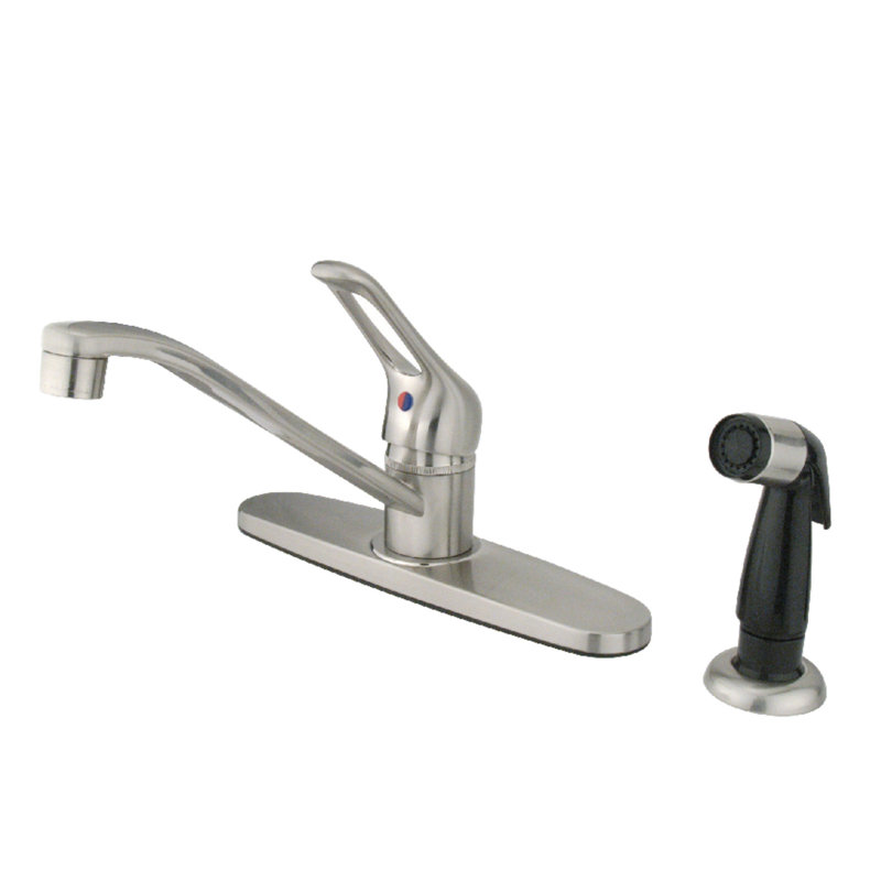 Wyndham Centerset Single Handle Kitchen Faucet, Brushed Nickel, Not Included