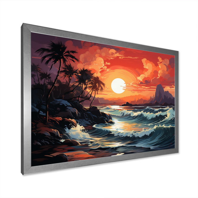 Paradis tropical II - imprimé, H 12 po x l 20 po x P 1 po, Cadre simple argenté
