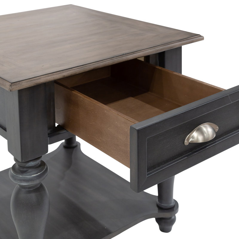 Cassady 1-Drawer End Table with Shelf, Gray
