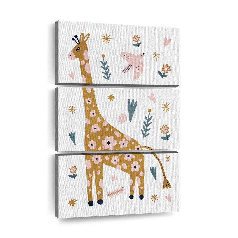 Enfants animaux, ensemble de 3 pièces de girafes scandinaves mignonnes sur toile, H 38 po x l 24 po x P 1,25 po