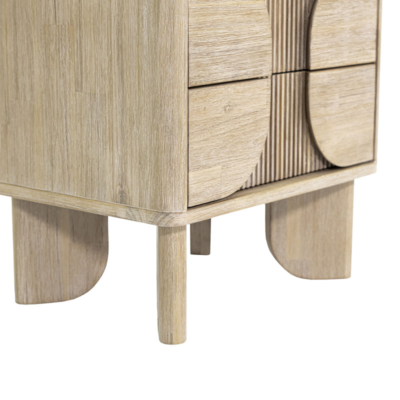 Hina 2-Drawer Acacia Nightstand