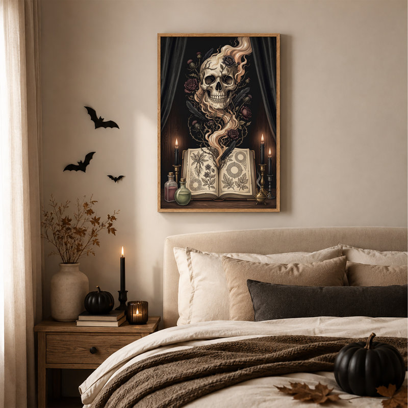 Impression sur toile, crâne gothique, H 48 po x l 32 po