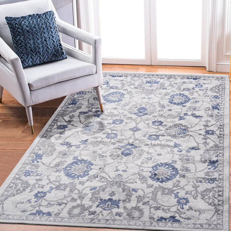 8X10 Blue Area Rug - Stylish And For Dining Room, Bedroom, Entryway Soft Non-Shedding Nursery, Home Office