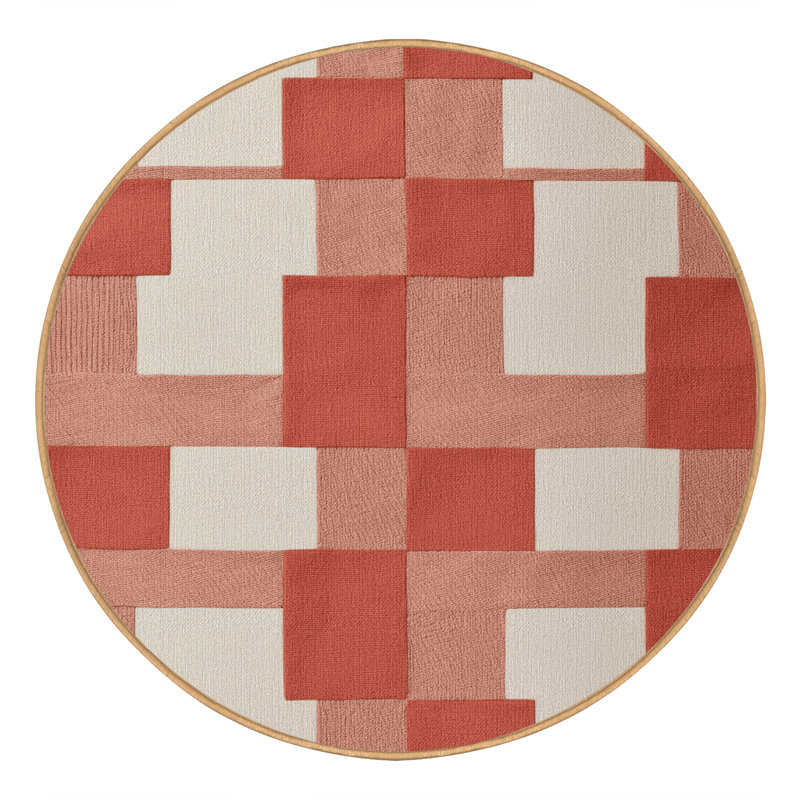Tapis botanique brun lavable à la machine, Rond 4 pi
