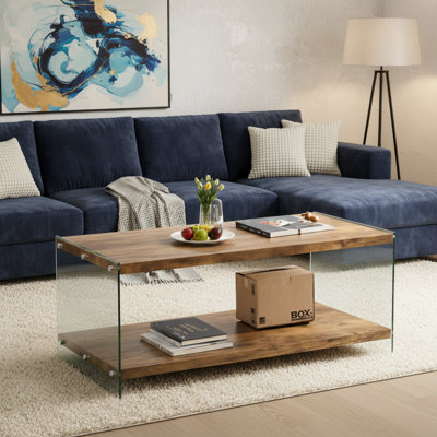This Small Coffee Table,  And Tempered Glass, Combines The Natural Texture Of Wood Grain With The Transparency Of Glass. It Is Compact And Space-saving, Suitable For Various Home Décor Styles, And Is Both Practical And Beautiful.