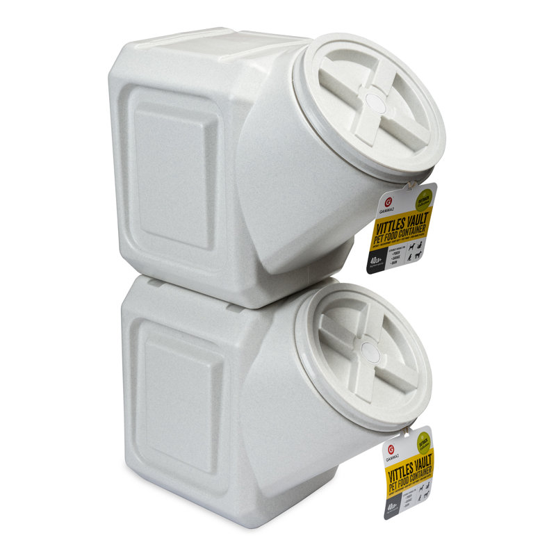 Gray Airtight Stackable Plastic Pet Food Storage Container