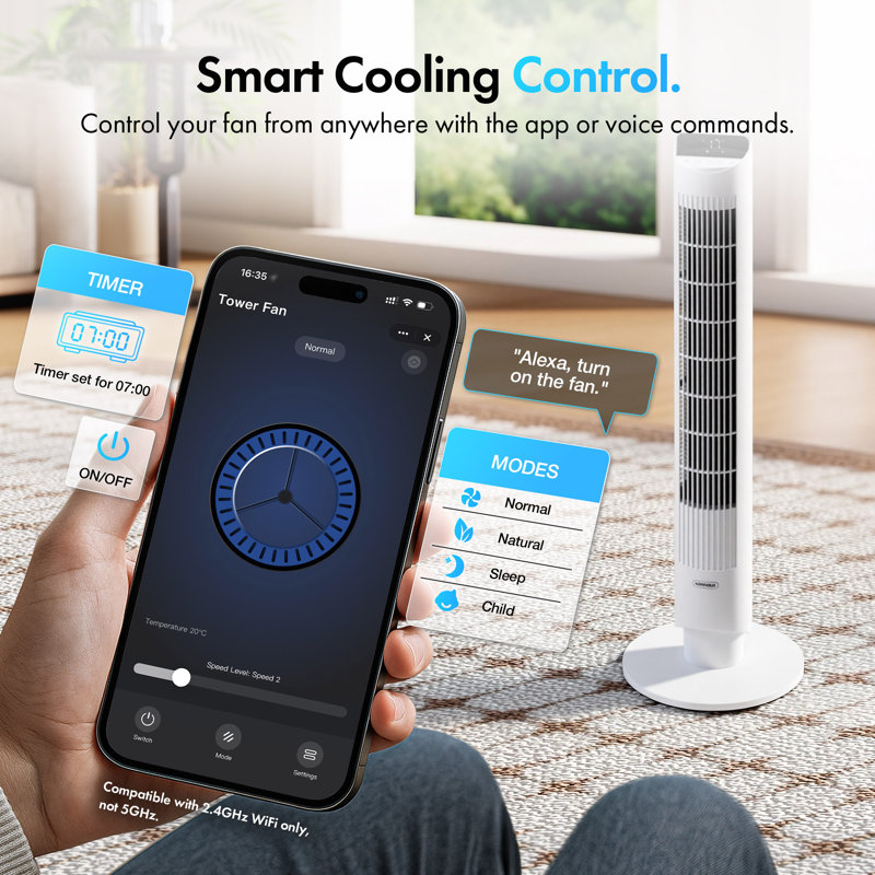 Vonhaus Tower Fan 40" With Wifi