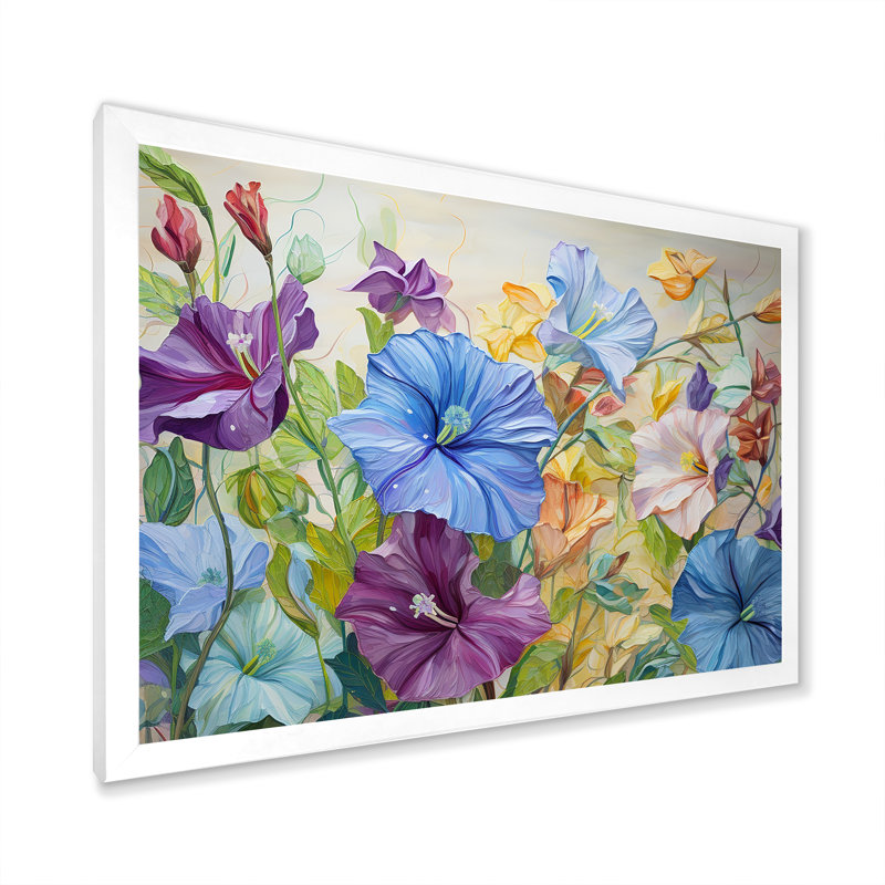 Mauve matin, gloire et fleurs I, H 24 po x l 32 po x P 1 po, Cadre simple blanc