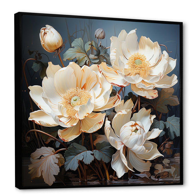Lotus Bliss Unveilé IV sur toile, Cadre flottant noir, H 36 po x l 36 po