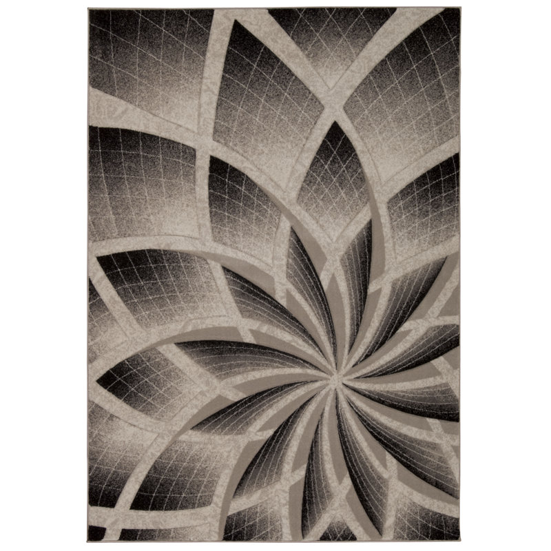 Tapis gris/noir zone Wendolyn, Rectangle 3 pi 9 po x 5 pi 9 po