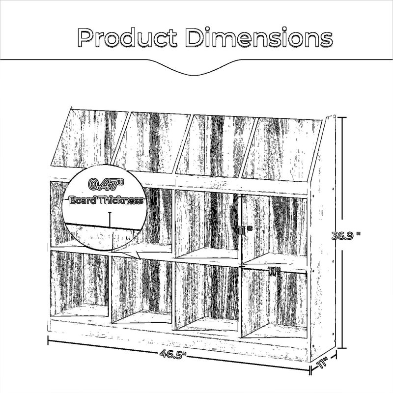 Organisateur de rangement à 12 cubes, bibliothèque moderne en bois avec tablettes ouvertes de 11 pouces pour le bureau personnel et le salon, étagère à cubes polyvalente
