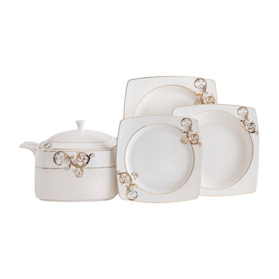 Piece Porcelain China Dinnerware Set - Service for 12