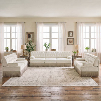 Ensemble de canapés d'angle 3 pièces (beige)
