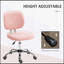 Chaise de bureau confortable sans accoudoirs avec tissu en molleton Teddy, hauteur réglable, roulettes pivotantes et dossier moyen pour le bureau d'ordinateur et les tâches de coiffeuse