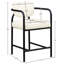 Tabouret de comptoir rembourré en cuir crème Serava-129631228