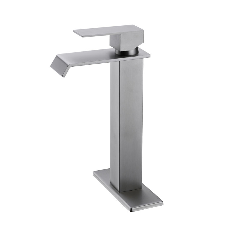 Robinet de lavabo de salle de bain à une poignée, Nickel brossé