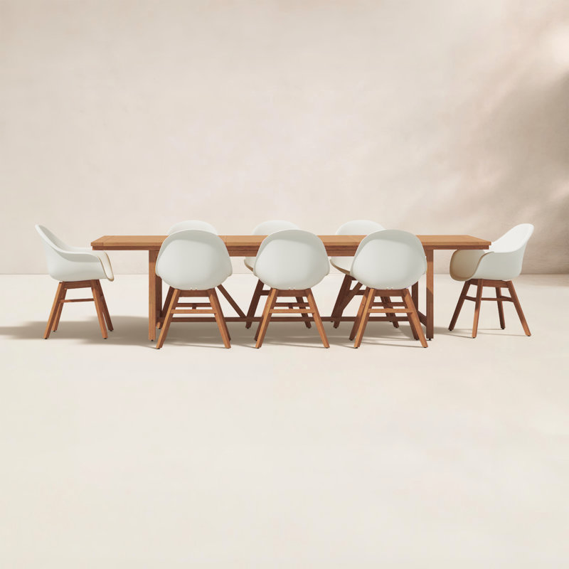 Ensemble de salle à manger rectangulaire pour 8 personnes Anautica, Brun