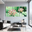 Ensemble de 3 tableaux muraux géométriques en toile tendue représentant des fleurs de lotus-862252539