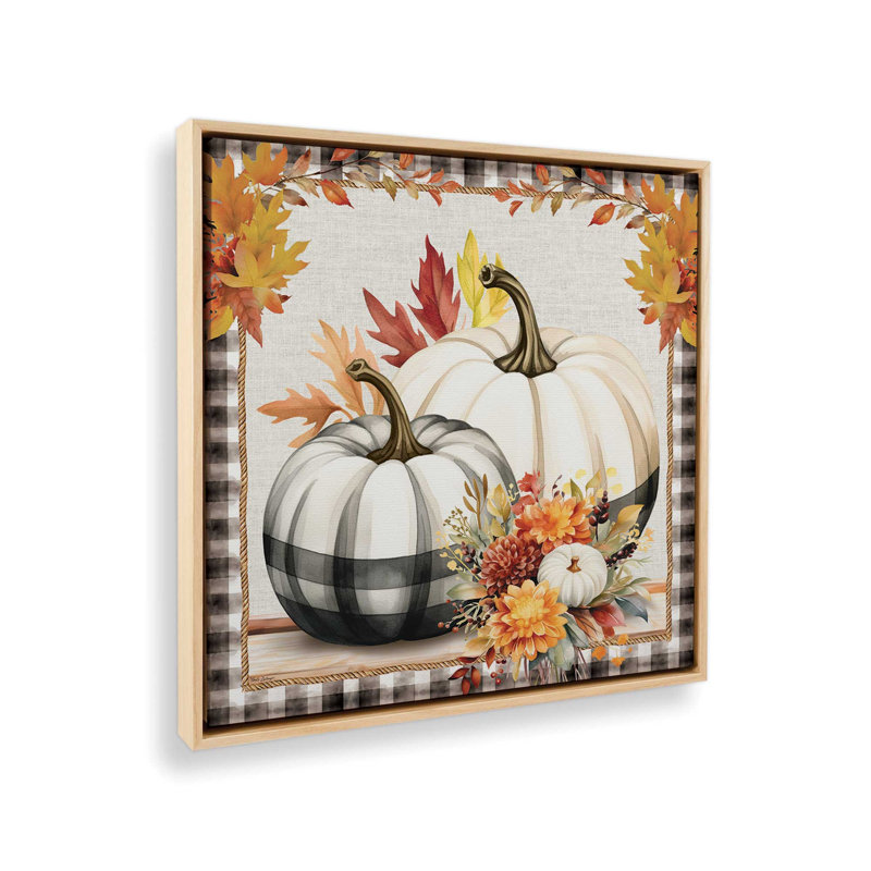 «Fall Pumpkin Still Life» par Nicole DeCamp, reproduction d'art, L 20 po x H 20 po, Érable, Toile avec cadre