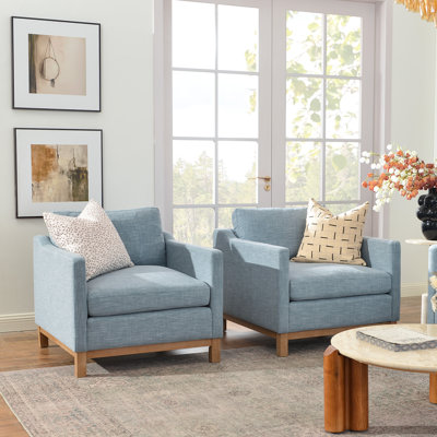 Cami 34.5"W Goose Down Filled Upholstered Armchair (Set of 2)