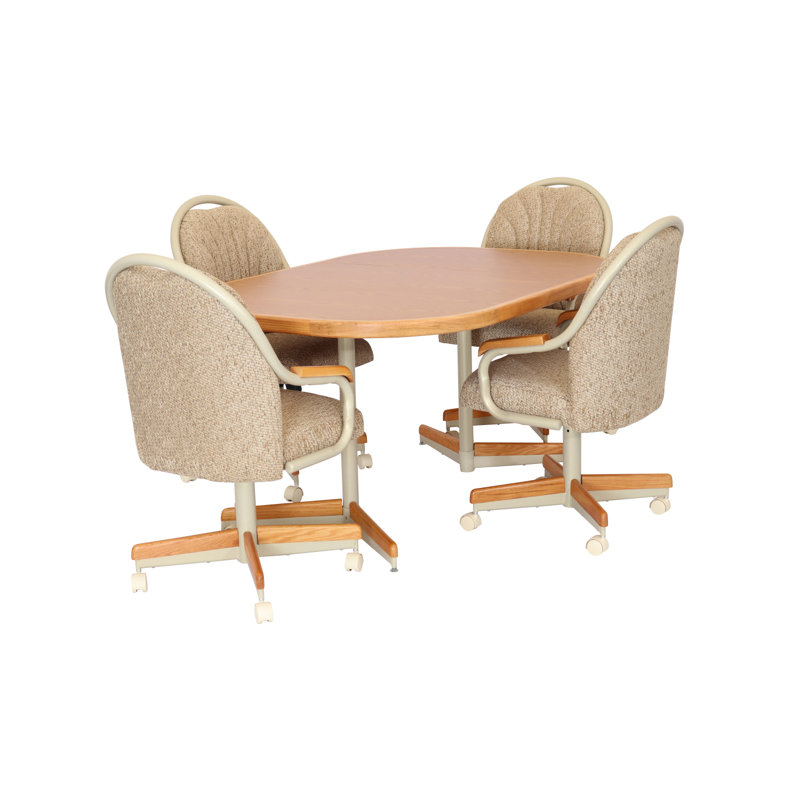 Ensemble de salle à manger extensible à 5 piédestaux 5 pièces, H 30 po x l 42 po x L 42/60 po, Moka