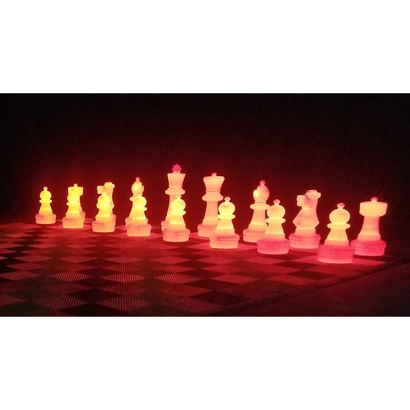 25" Tall Light-Up Giant Chess Set - Day/Night Set - White Side Illuminates Red