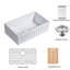 White Workstation Reversible Ceramic Kitchen Sink, 10-Inch Deep Single Trough Porcelain Sink With Wall Shelf And Accessories