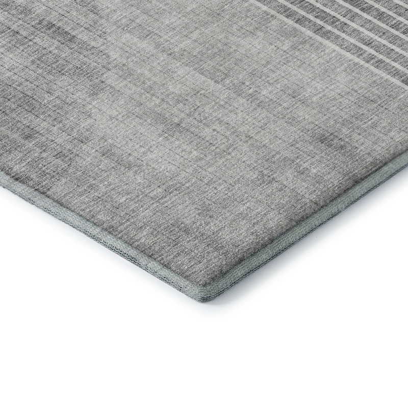 Gray Rectangular Microfiber Machine Washable Rug, 46" x 30"