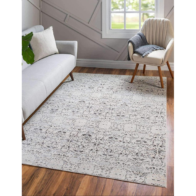 Tapis gris Power Loom, Rectangulaire 8 pi x 10 pi