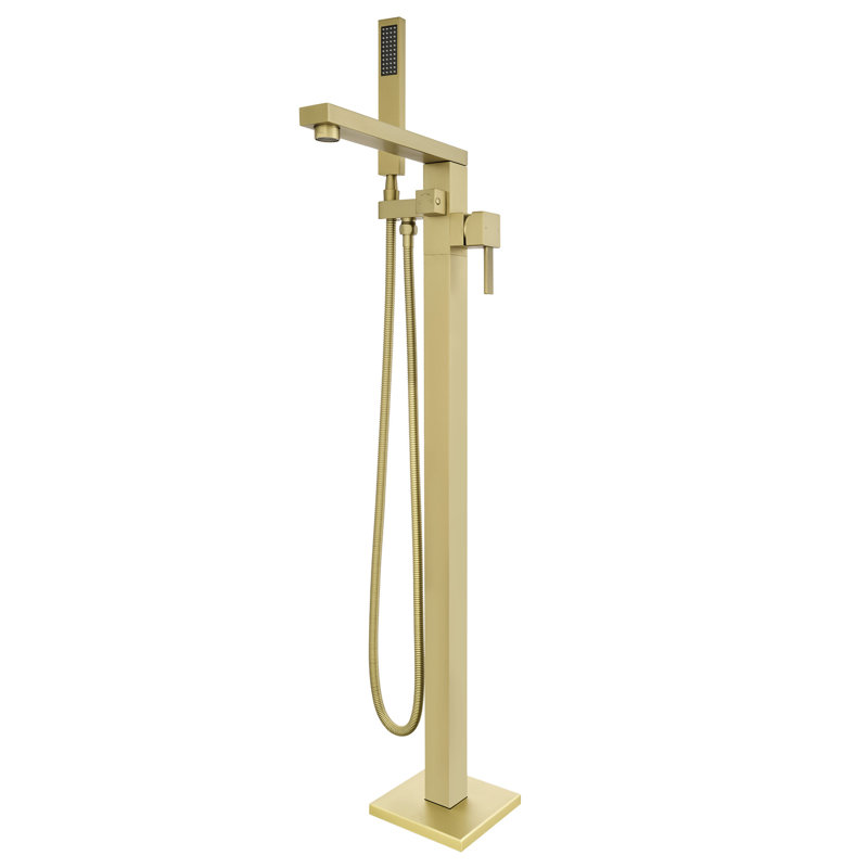 Free Standing Tub Faucet, 360°Swivel High Flow Freestanding Bathtub Faucet with Handheld Shower, Brass Body Tub Filler for Modern Bathroom