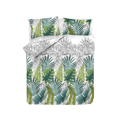 Ensemble de housse de couette 100% coton vert / bleu sarcelle / gris 3 pièces Pierron