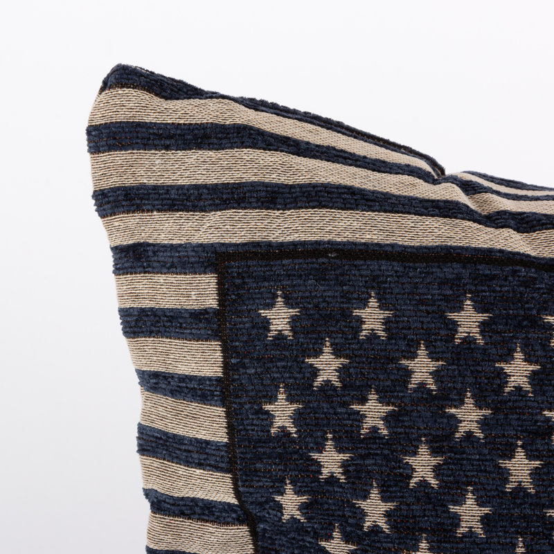 Patriotic Elegance: 23.6-Inch Jacquard American Flag Lumbar Throw Pillow with Striped Border Accent
