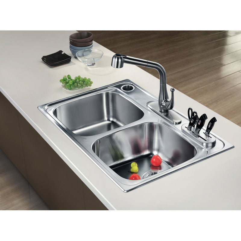 33" L x 22" W Rectangular Drop-In Single Bowl Stainless Steel Kitchen Sink