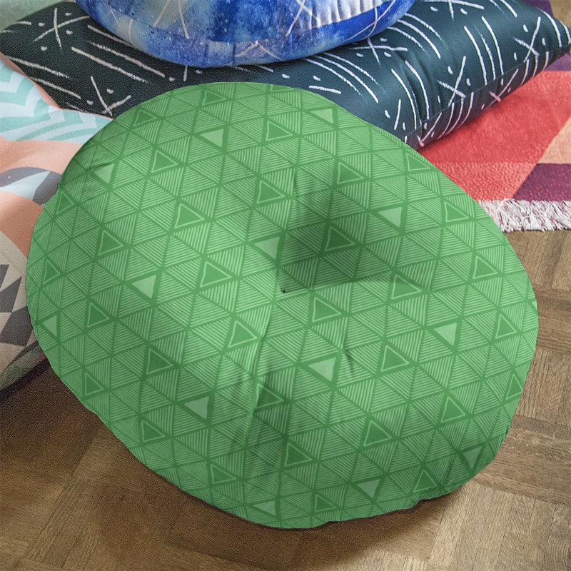 Coussin de sol triangulaire dessiné à la main, 26 po x 26 po, Vert