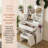 23.6" Pink Vanity Set with LED Mirror & Stool | Dressing Table with 2 Drawers & 5 Storage Cabinets (4 Open + 1 Hidden) | Adjustable 3‑Color Lighting, Built‑In Charging Station | Compact Space‑Saving Makeup Desk-964638798