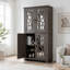 Buffet durable en panneau de fibres à densité moyenne brun foncé avec 4 portes en miroir et tablettes réglables pour un rangement polyvalent