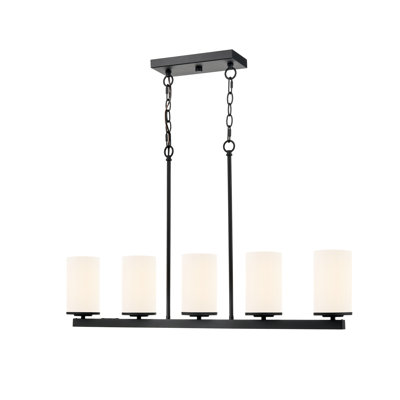 Verlana 35" 5-Light Linear Chandelier - Matte Black