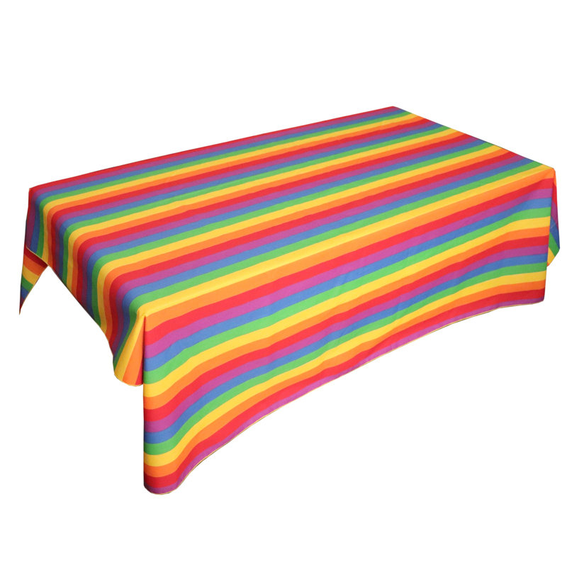 Abdulsalam Striped Cotton Tablecloth, Rainbow, 60" Rectangle